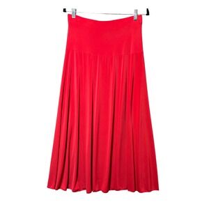 Vintage Valentina Tomato Red Pleated Maxi Skirt One Size Fit All Stretch Knit